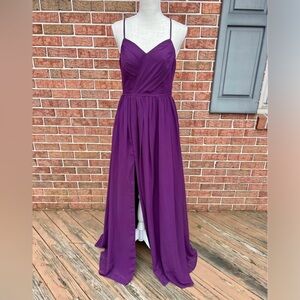 Azazie Purple Spaghetti Strap Bridesmaid Formal Dress size 8
